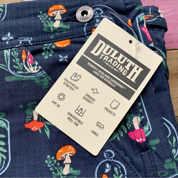 NWT Duluth Medium x31L Heirloom Gardening Lined Overalls Mushroom Terrarium Bibs - Picture 3 of 11